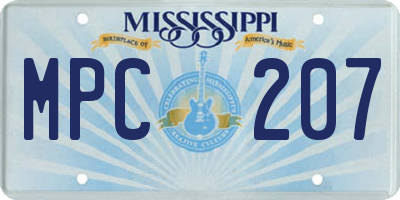 MS license plate MPC207