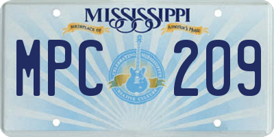 MS license plate MPC209
