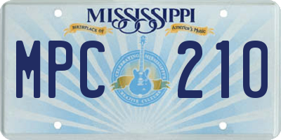 MS license plate MPC210