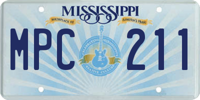 MS license plate MPC211
