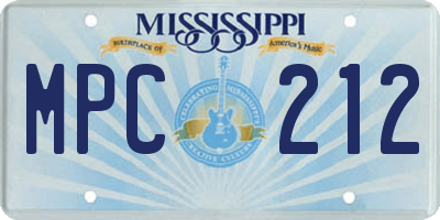 MS license plate MPC212