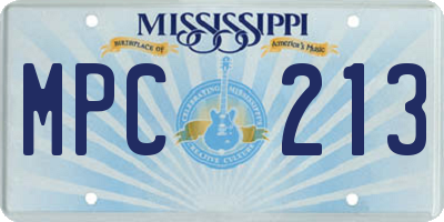 MS license plate MPC213