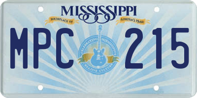 MS license plate MPC215