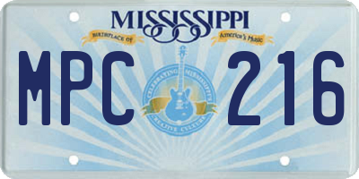 MS license plate MPC216