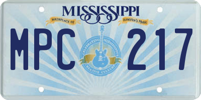 MS license plate MPC217