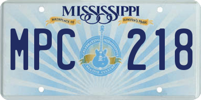 MS license plate MPC218