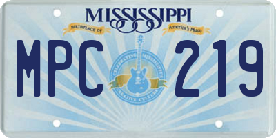 MS license plate MPC219