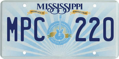 MS license plate MPC220