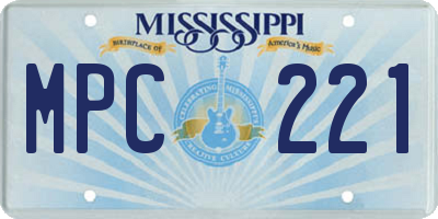 MS license plate MPC221