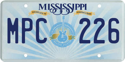 MS license plate MPC226