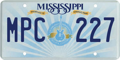 MS license plate MPC227
