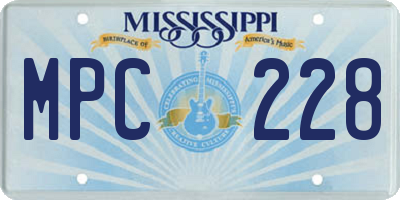 MS license plate MPC228