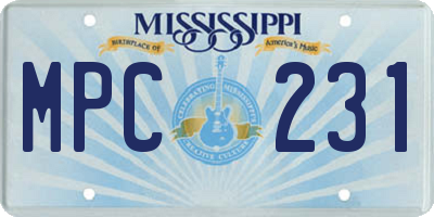 MS license plate MPC231