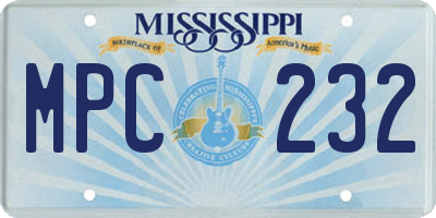 MS license plate MPC232