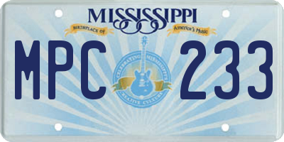 MS license plate MPC233