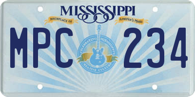 MS license plate MPC234
