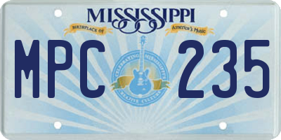 MS license plate MPC235