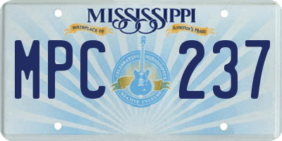 MS license plate MPC237