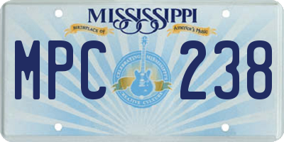 MS license plate MPC238
