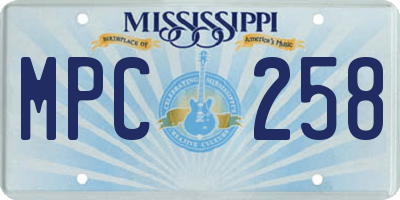 MS license plate MPC258