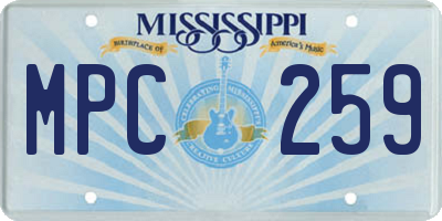 MS license plate MPC259