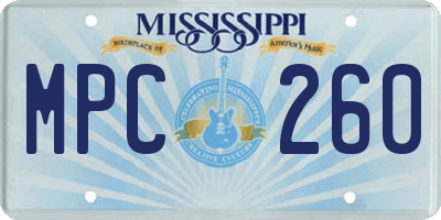 MS license plate MPC260