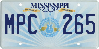 MS license plate MPC265