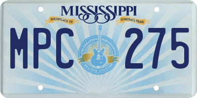 MS license plate MPC275