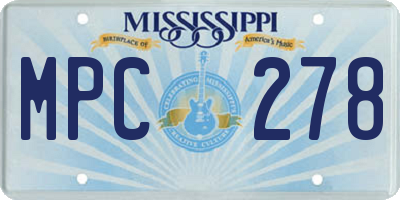 MS license plate MPC278