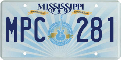 MS license plate MPC281