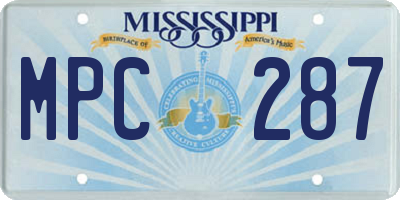 MS license plate MPC287