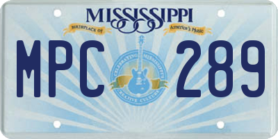 MS license plate MPC289