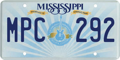 MS license plate MPC292