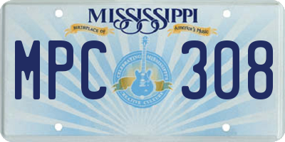MS license plate MPC308