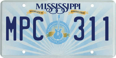 MS license plate MPC311