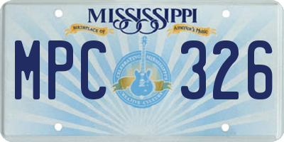 MS license plate MPC326