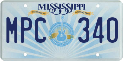 MS license plate MPC340