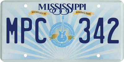 MS license plate MPC342