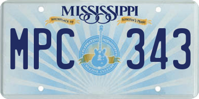 MS license plate MPC343