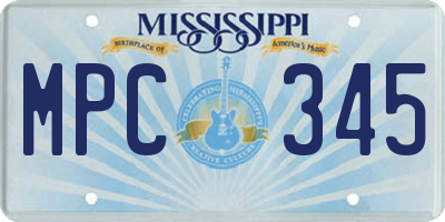 MS license plate MPC345