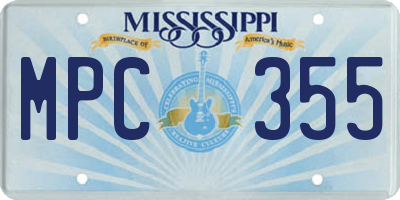 MS license plate MPC355
