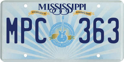 MS license plate MPC363