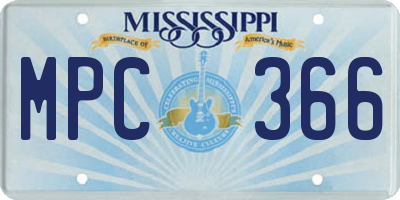 MS license plate MPC366