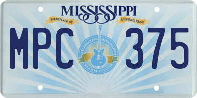 MS license plate MPC375