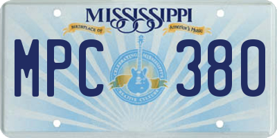 MS license plate MPC380