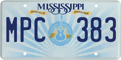 MS license plate MPC383