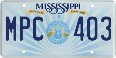 MS license plate MPC403