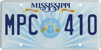 MS license plate MPC410