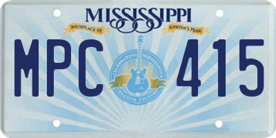 MS license plate MPC415