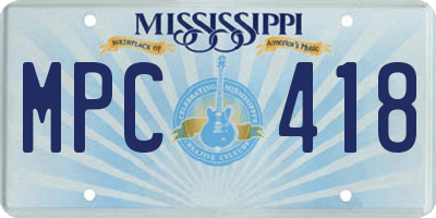 MS license plate MPC418